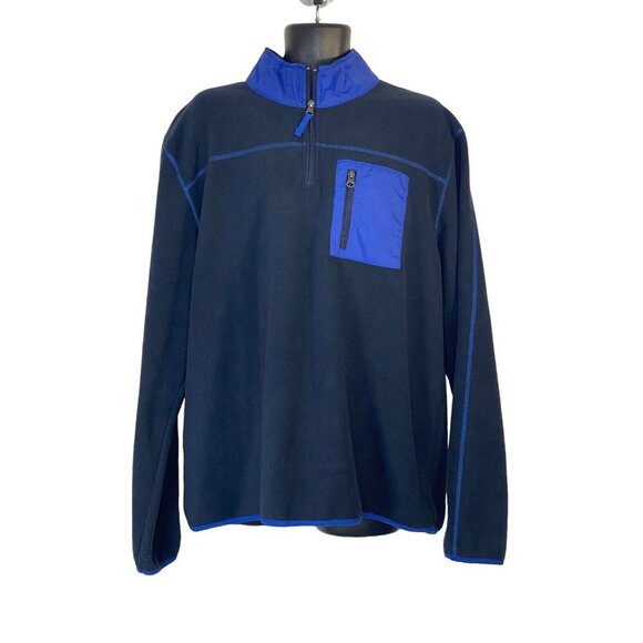 Vintage 1946 Mens Polar Fleece Mixed Media Zip Pocket Long Sleeve Mock Neck XXL - Picture 2 of 9